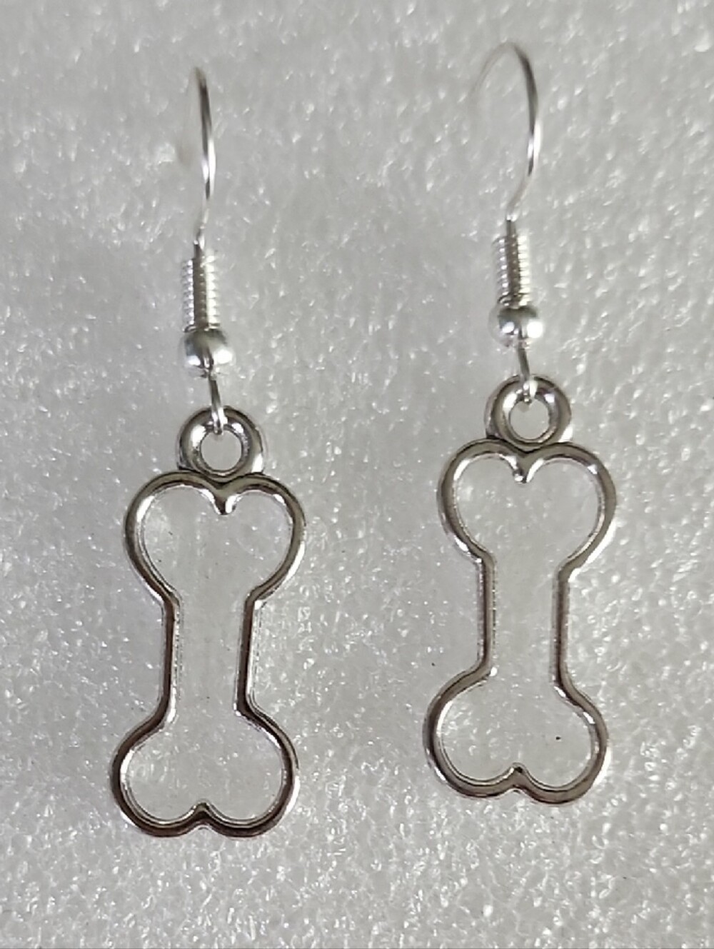 Hand Crafted Silver Dog Bone Outline Earrings